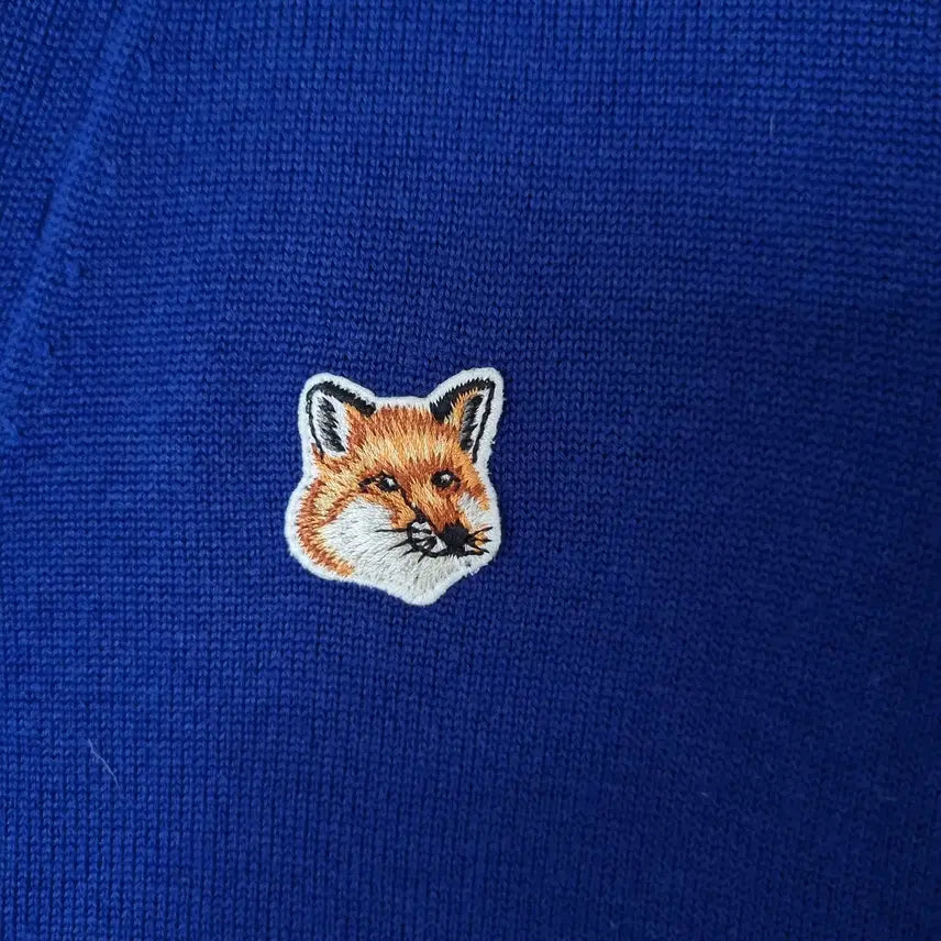 [SOLD OUT] 새상품급 메종키츠네 울 니트 가디건 블루 xs
