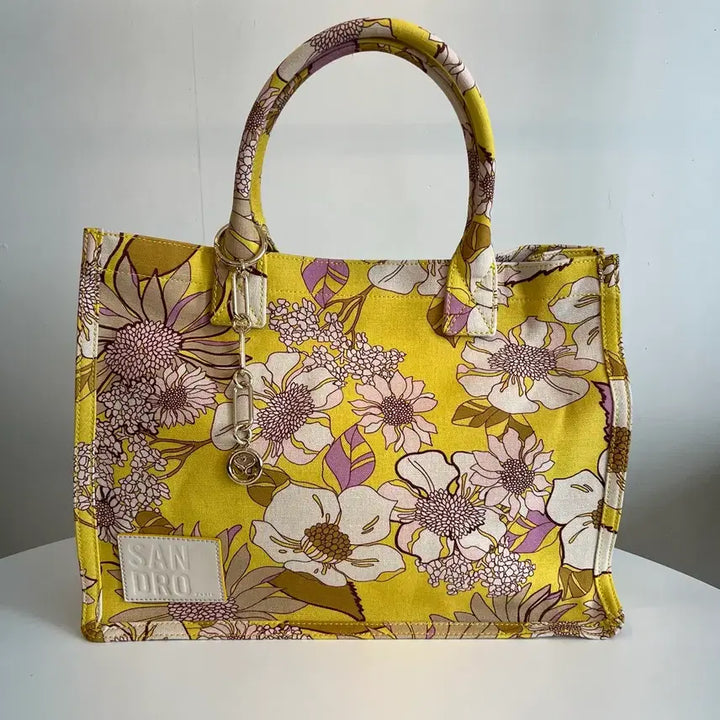 [BUNJANG] Sandro Cassba Floral Print Canvas Top Handle Bag / 산드로 카스바 플로럴 프린트 캔버스 탑 핸들 백(정품)