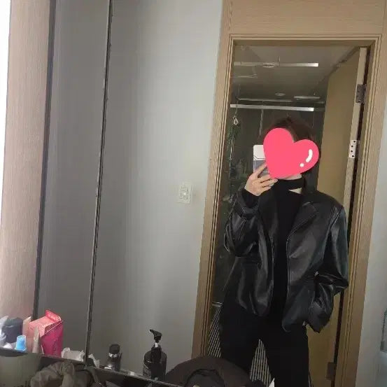 [BUNJANG] Black Leather Jacket / 블랙가죽자켓