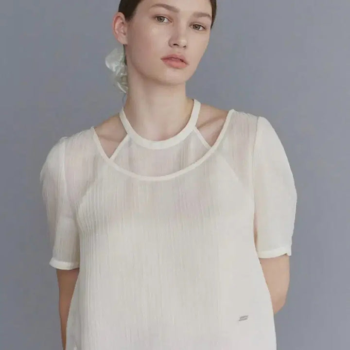 [BUNJANG] Loeuvre Halter Layered Wrinkle Blouse / (고민영 착용) 루에브르 홀터 레이어드 링클 블라우스