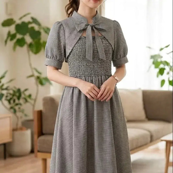 [BUNJANG] Evelyn Checkered Dress / 에블린 체크무늬 원피스 스나계 걸리 양산형 지뢰계
