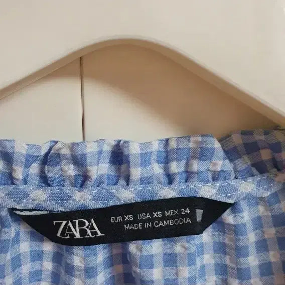 [BUNJANG] Zara Blue Checkered Blouse - Size 55 / 자라 블라우스/55