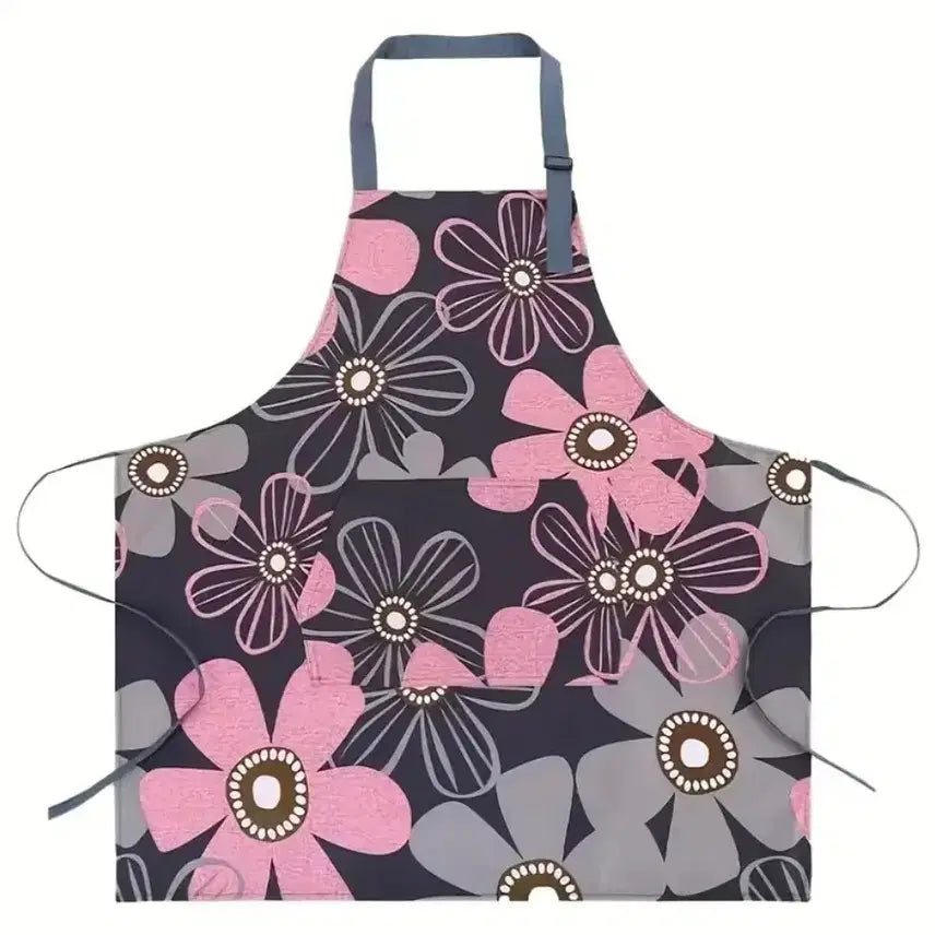 [BUNJANG] Flower Pattern Waterproof Kitchen Apron / 새제품 플라워 패턴 방수 앞치마 주방 에이프런