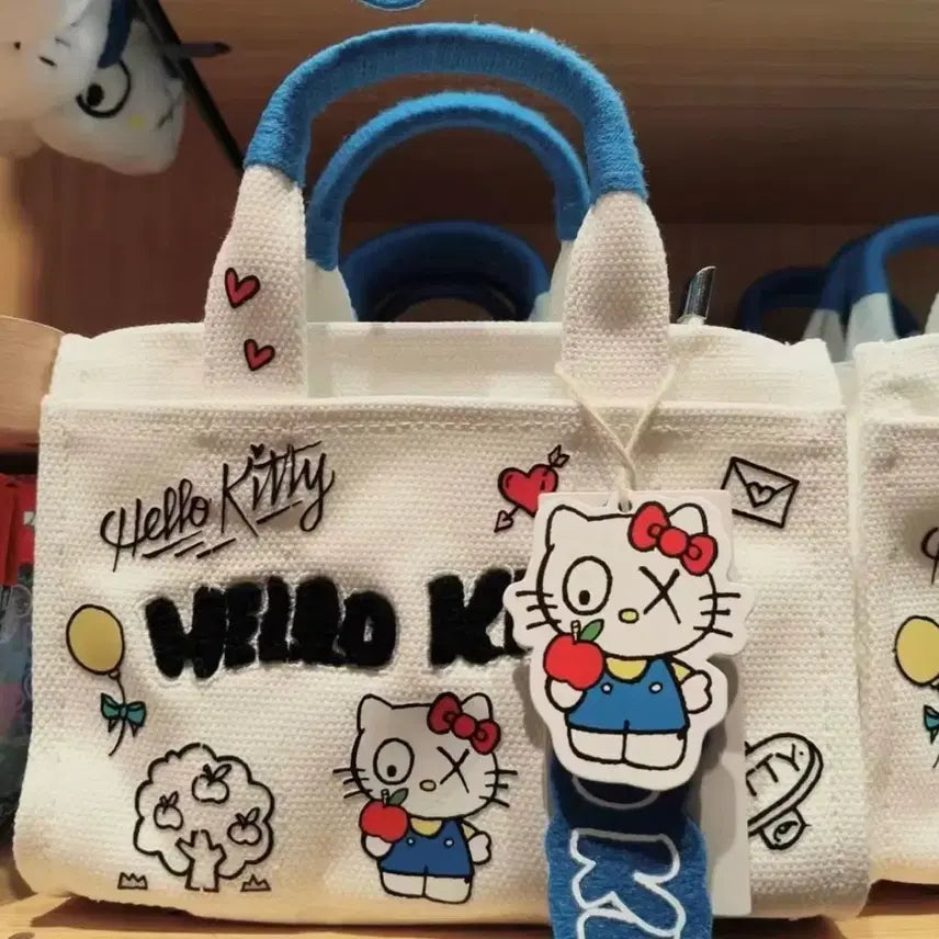 [BUNJANG] Hello Kitty x Andre Saraiva Collaboration Tote Bag / 헬로키티 앙드레사라이바콜라보 미니소 헬로키티토트백 캔버스미니가방