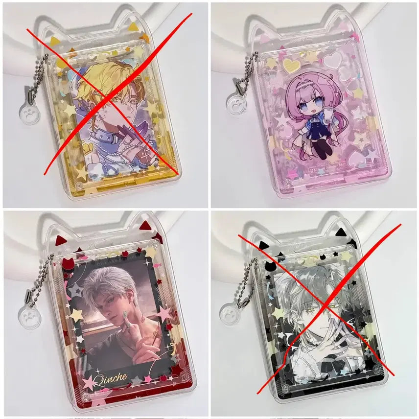 [BUNJANG] Photocard Acrylic Frame Holder (Red, Pink) / 고양이 포카 아크릴 프레임 홀더 탑꾸 탑로더 (빨강,분홍