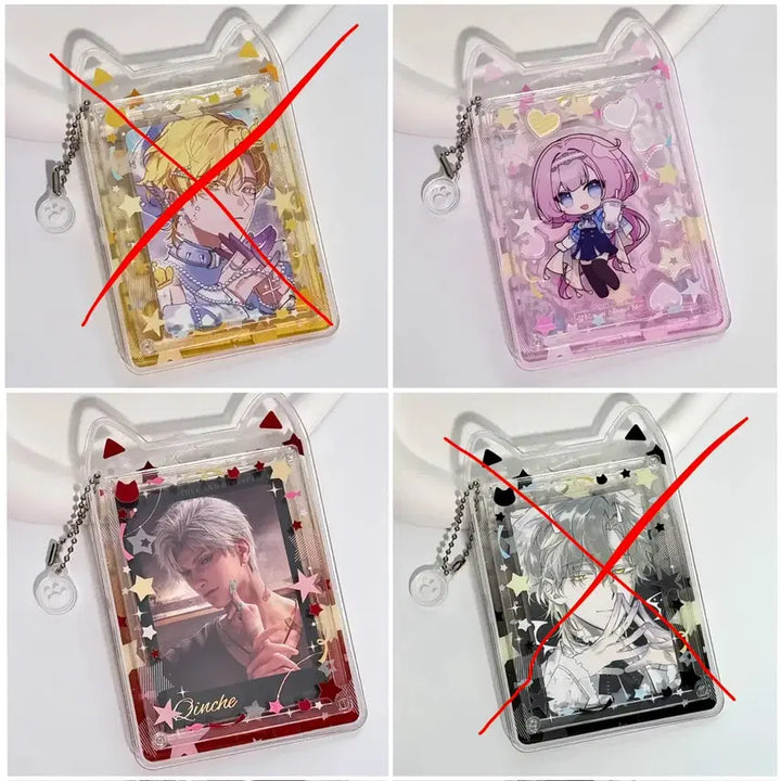[BUNJANG] Photocard Acrylic Frame Holder (Red, Pink) / 고양이 포카 아크릴 프레임 홀더 탑꾸 탑로더 (빨강,분홍