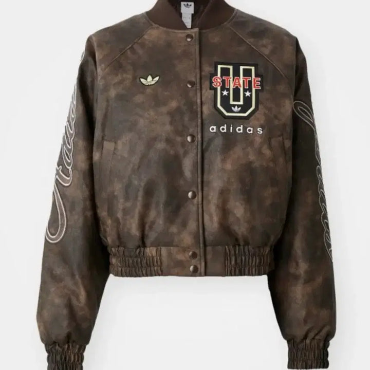 [BUNJANG] Adidas Leather Varsity Jacket Brown Unisex / 아디다스 레더 바시티 자켓 브라운 (남녀공용)