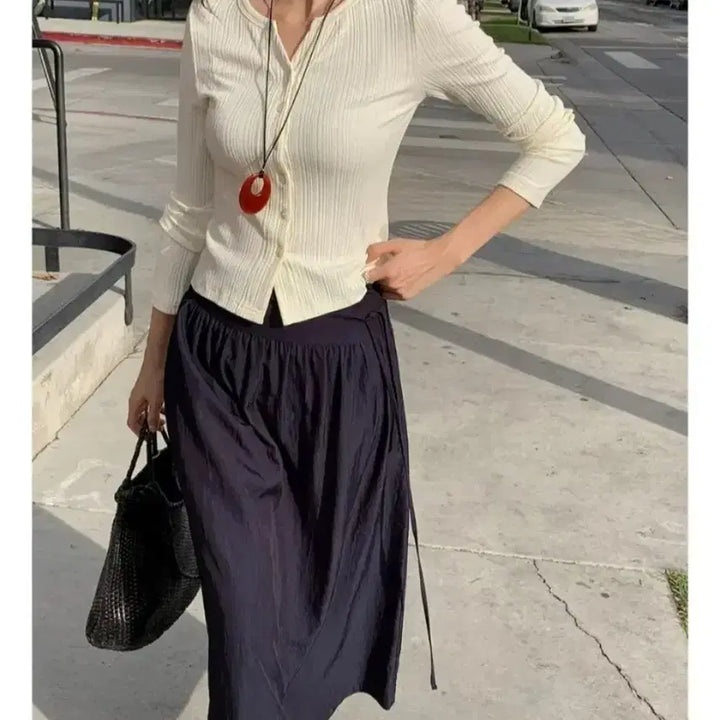 [BUNJANG] Edmure Canal Strap Long Skirt / 에드모어 카넬 스트랩 롱스커트