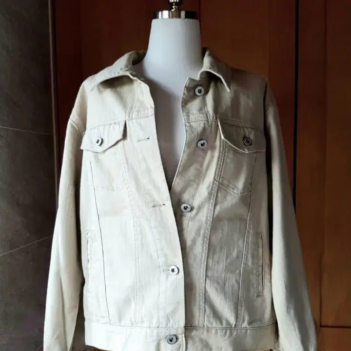 [BUNJANG] NIX Cream Beige Denim Jacket Trucker / 닉스 크림베이지 데님자켓 트러커