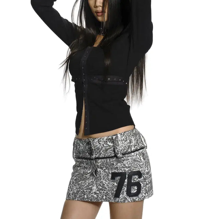 [BUNJANG] EYANG 76 Cracked Texture Mini Skirt / EYANG 76 CRACKED TEXTURE MINI SKIRT