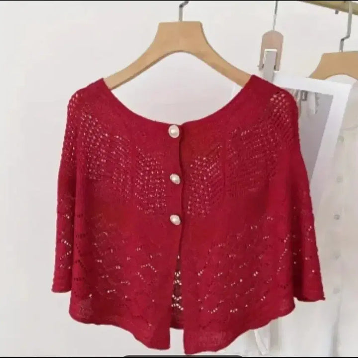 [BUNJANG] Red Knit Bolero Cardigan / 니트 볼레로 가디건