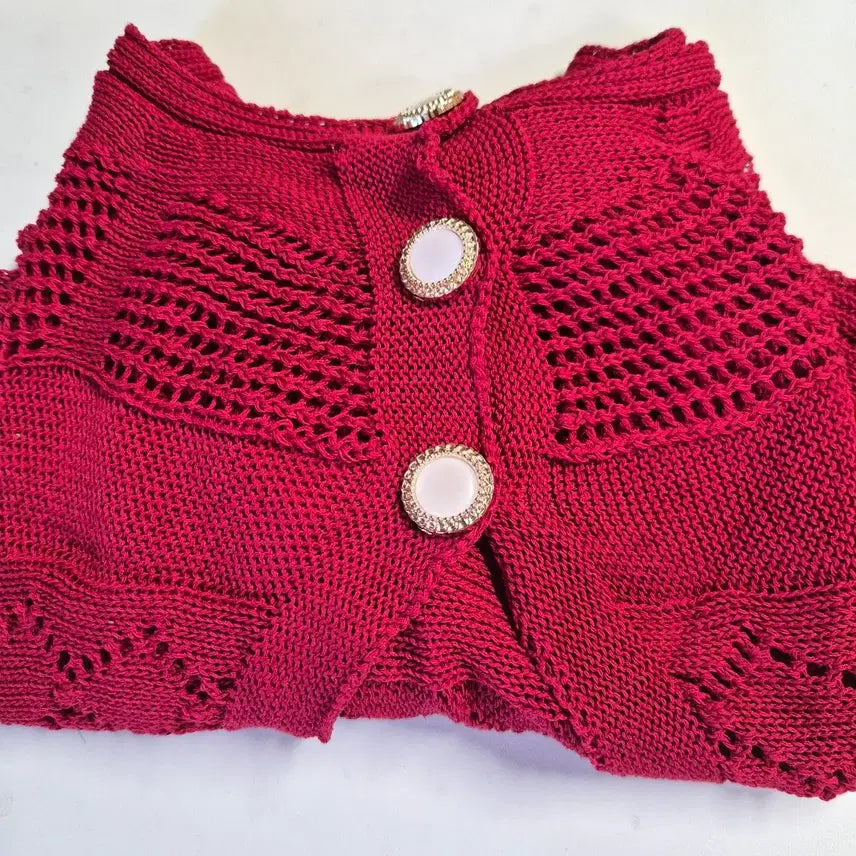 [BUNJANG] Red Knit Bolero Cardigan / 니트 볼레로 가디건