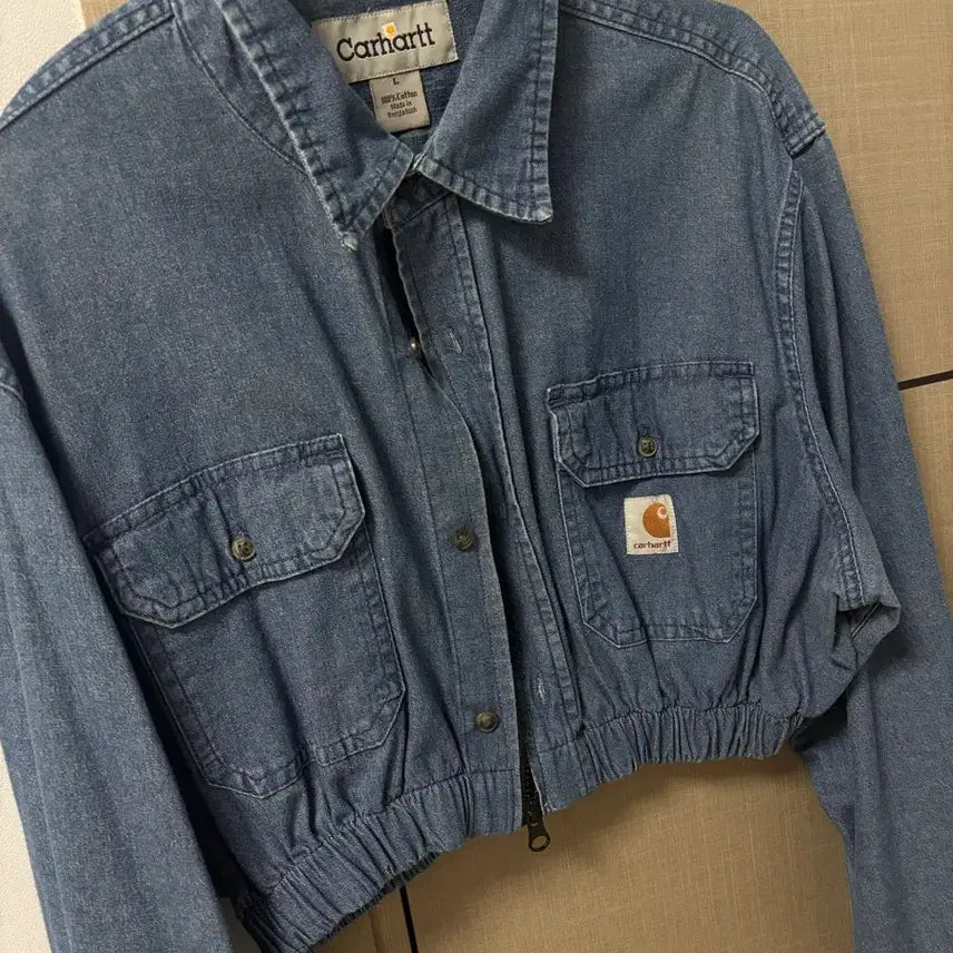 [BUNJANG] Carhartt Cropped Denim Shirt Jacket / 칼하트 크롭 데님 셔츠 자켓
