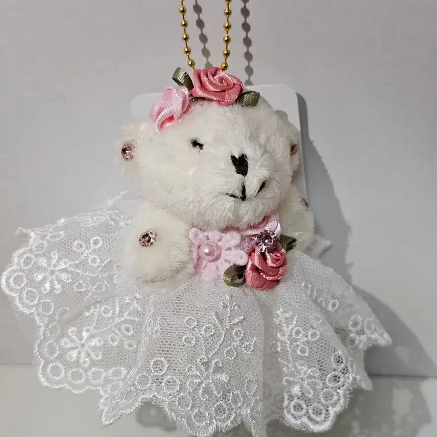 [SOLD OUT] 레이스 장식 곰인형 키링 (새상품)