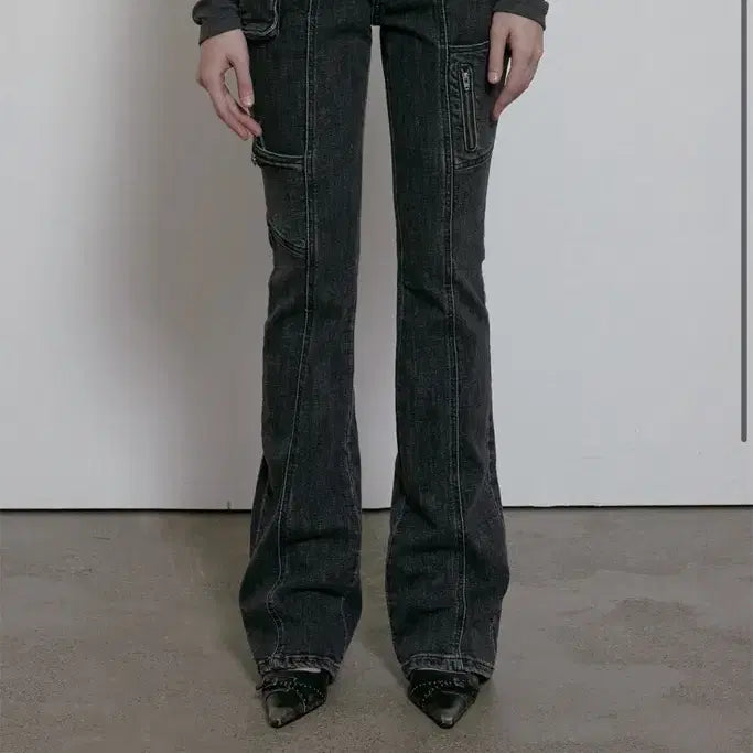 [BUNJANG] Bohemian Seoul Side Pocket Bootcut Denim Grey / 보헤미안서울 사이드포켓 부츠컷 데님 그레이