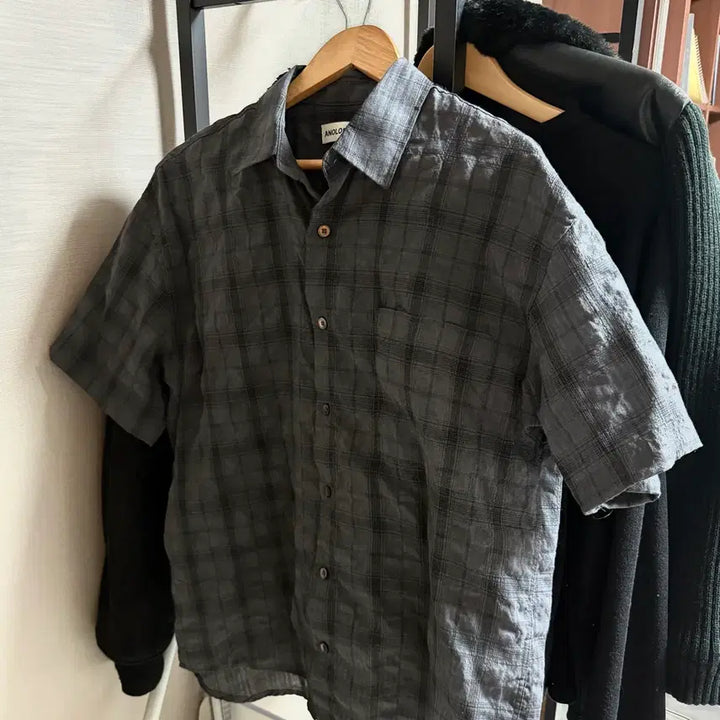 [BUNJANG] Analikud KISH Check Pattern Short-Sleeve Shirt M / 어널리코드 키쉬 반팔 체크셔츠