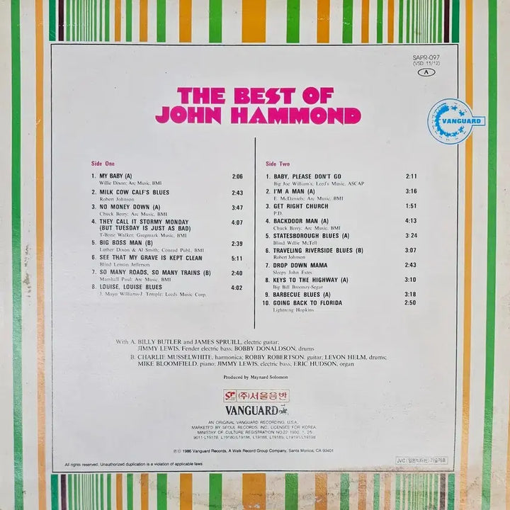 [BUNJANG] John Hammond Best Album LP / 존 하몬드 베스트 앨범 LP