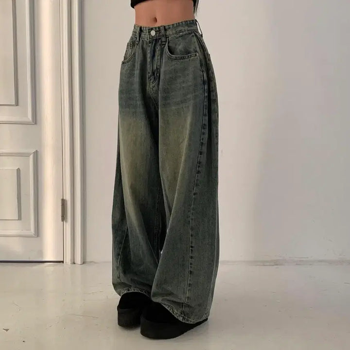 [BUNJANG] Feeling Washing Side Pin Tuck Wide Pants / 핏보장 필링 워싱 사이드 핀턱 와이드 pt