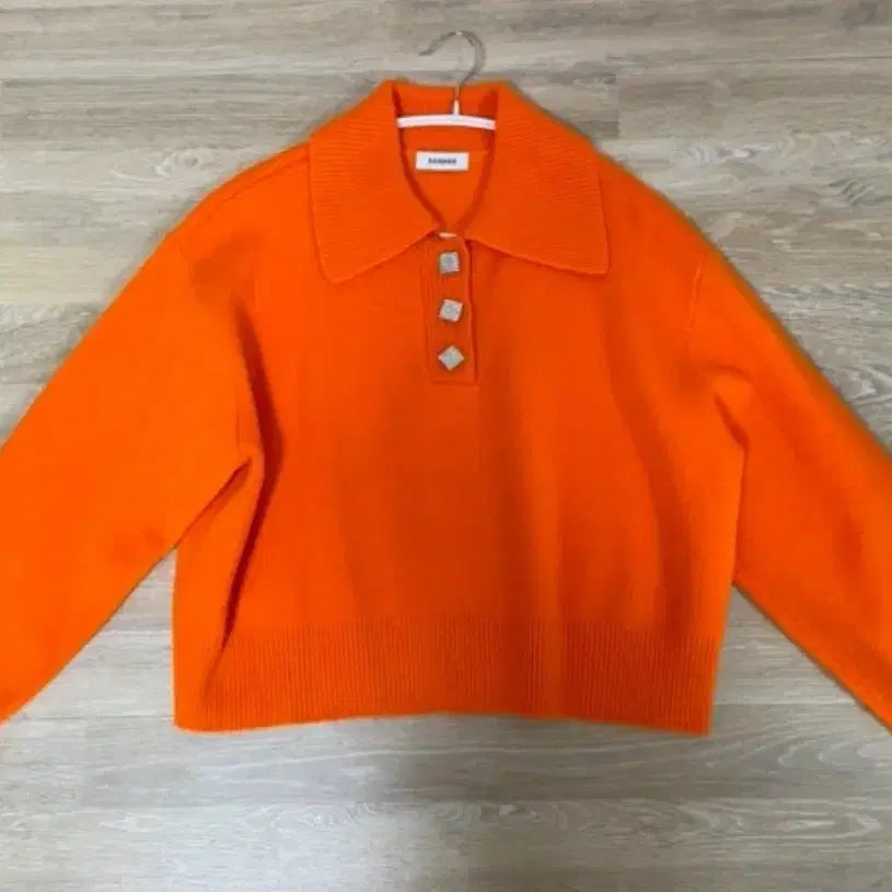 [BUNJANG] Sandro Knit Orange Cubic Button Sweater / 산드로 니트