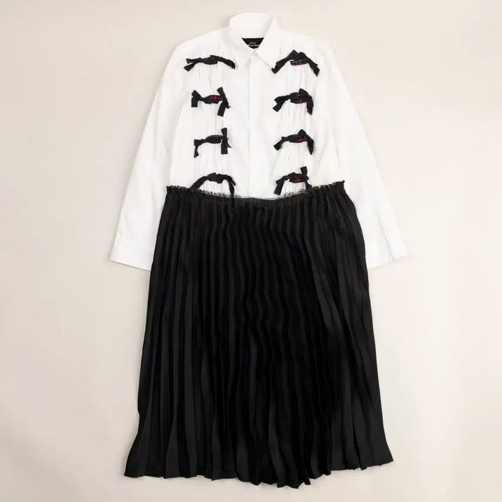 [SOLD OUT] 꼼데가르송 트리콧 리본 플리츠 셔츠 원피스 M