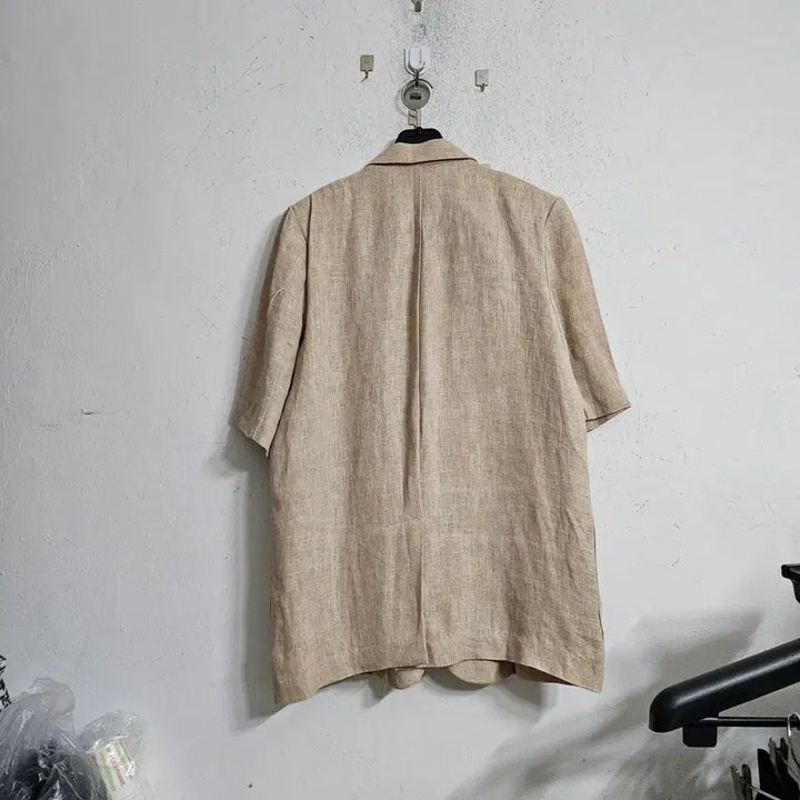 [BUNJANG] Linen Short-Sleeve Jacket Beige / 린넨 반팔 자켓 베이지색