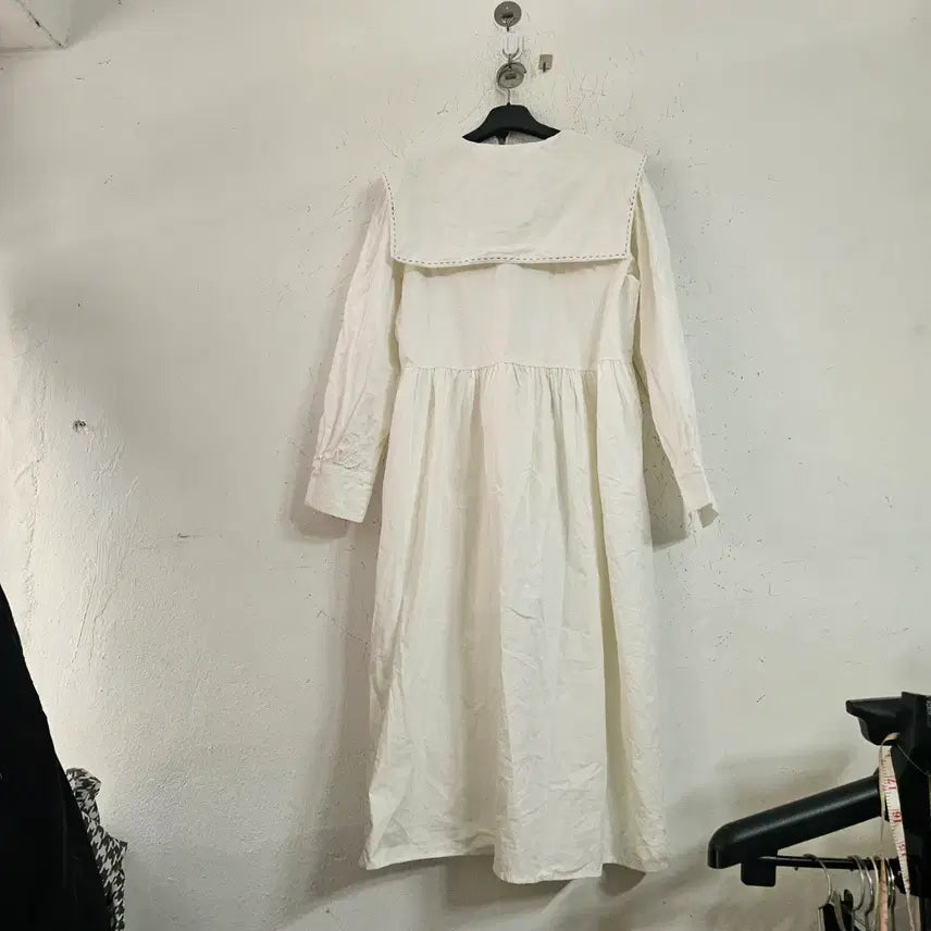 [BUNJANG] White Sailor Collar Long Dress / 화이트 세일러 카라 롱 원피스