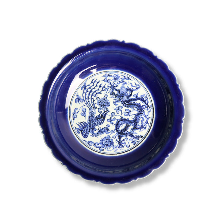 [SOLD OUT] 명영락 백자남지청화운룡봉문화형반 [중국도자기]