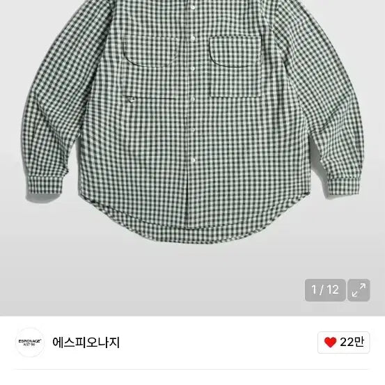 [BUNJANG] Espionage Double Pocket Gingham Shirt Green L / 에스피오나지 더블포켓 깅엄셔츠 그린 L팝니다