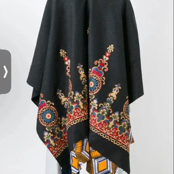 [BUNJANG] Ermanno Gallamini Embroidered Panel Long Cape / Ermanno Gallamini 롱 케이프 프리 Free 사이즈