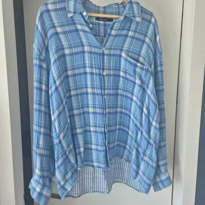 [BUNJANG] Hachingroom Classic Doubleface Check Shirt Blue White / [4] 해칭룸 클래식 셔츠 더블페이스 체크 블루 화이트