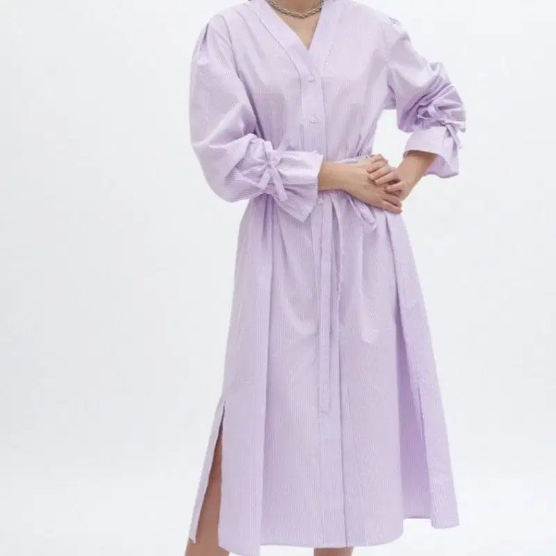 [BUNJANG] Orr Striped Cuff Shirt Dress / 오르 orr 셔츠 원피스 커프스 스트라이프 원피스