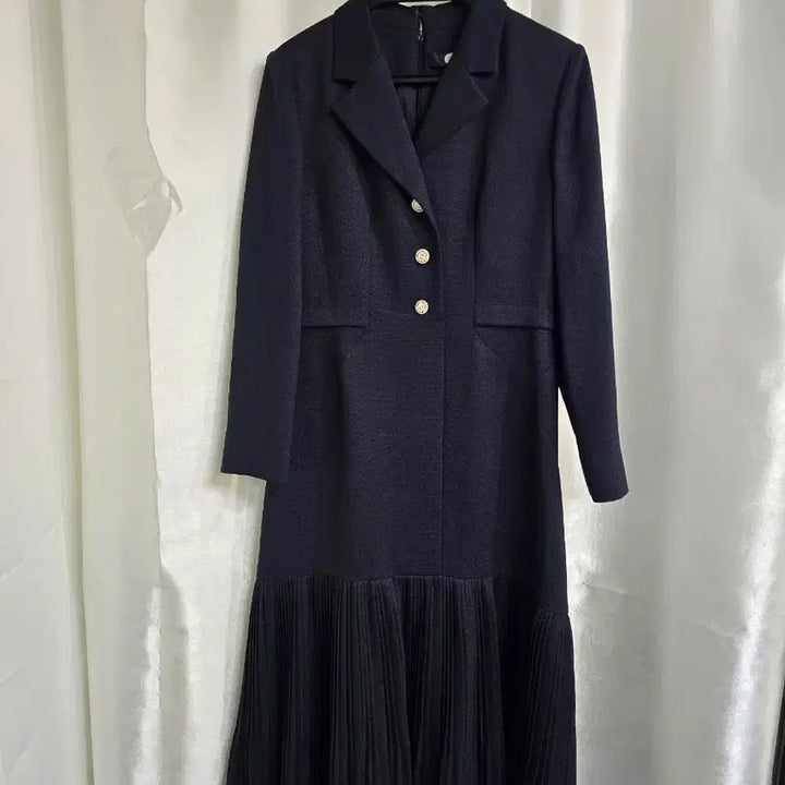[BUNJANG] DEWL Navy Pleated Long Dress / DEWL 듀엘 네이비 플리츠 롱 원피스 (1988)