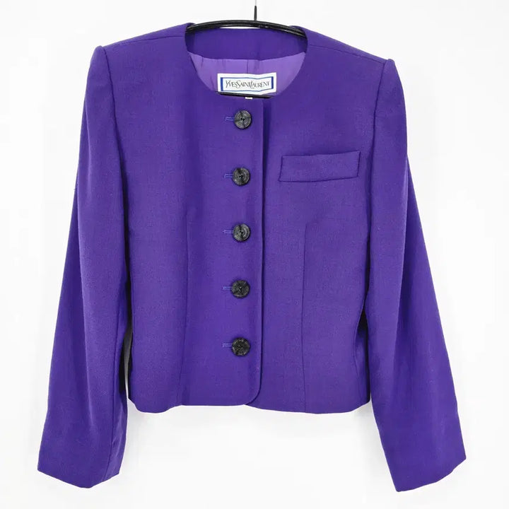 [BUNJANG] Yves Saint Laurent Purple Button Cropped Wool Jacket / 입생로랑 퍼플 버튼 크롭 자켓