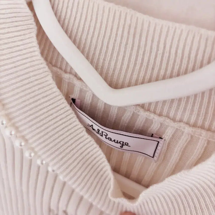 [BUNJANG] Ankruze Logo Pearl Knit Pearl Sweater / 앙크루즈 로고 진주 펄 니트 양산형 지뢰계 걸리 미셸마카롱