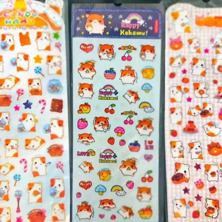[BUNJANG] Heisei Hamster Donut Ham Sticker Set (3 Types) / 헤이세이 스티커 3종,햄스터 도넛햄 스티커