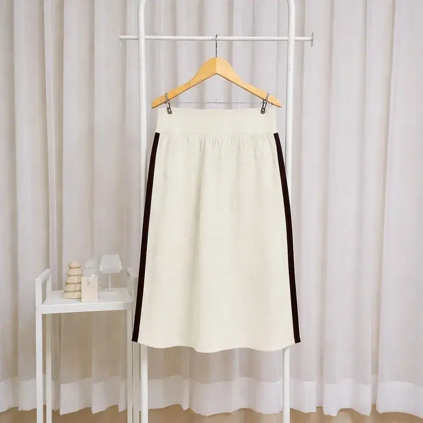 [BUNJANG] Side Panel Colorblock Knit Skirt / 사이드 배색 밴딩 봄여름 니트 스커트