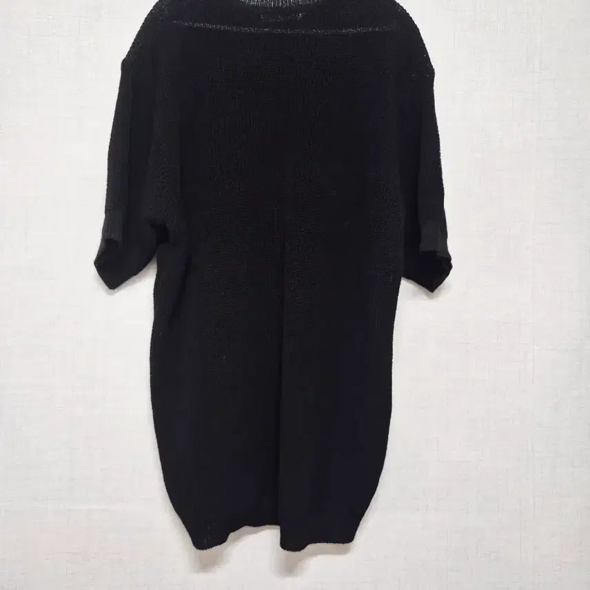 [BUNJANG] Black Short Sleeve Knit T-Shirt / 블랙 반팔 니트 티셔츠