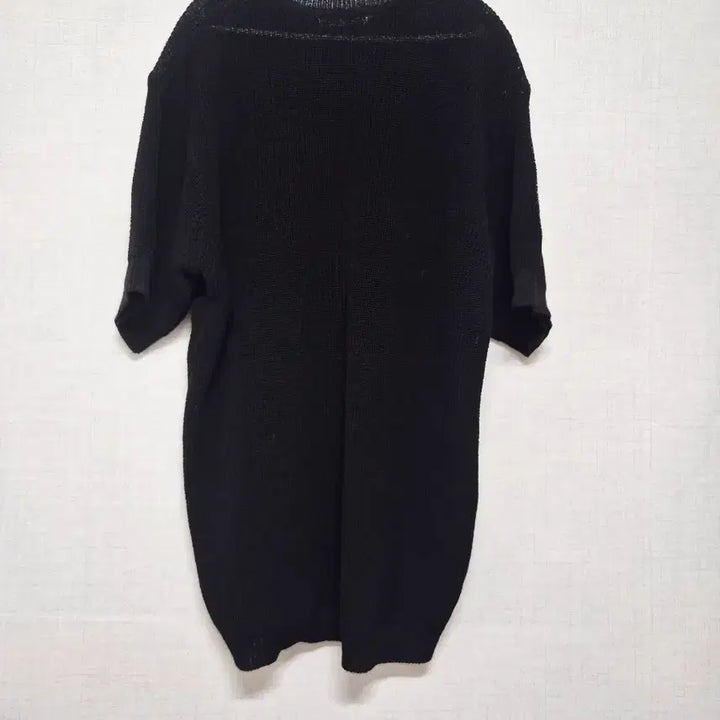 [BUNJANG] Black Short Sleeve Knit T-Shirt / 블랙 반팔 니트 티셔츠