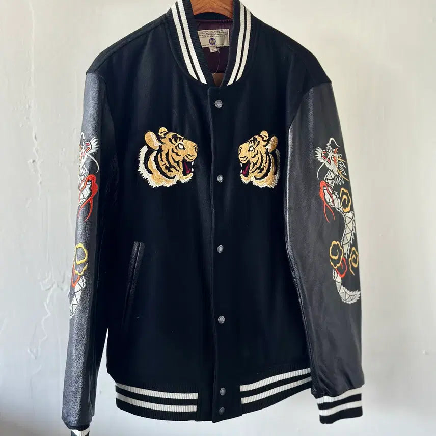 [BUNJANG] Leather Tiger Varsity Jacket XL / 레더 타이거 바시티 자켓 ( XL 사이즈 )