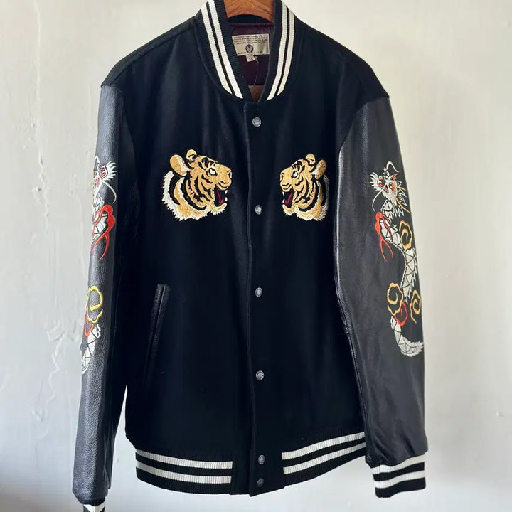 [BUNJANG] Leather Tiger Varsity Jacket XL / 레더 타이거 바시티 자켓 ( XL 사이즈 )