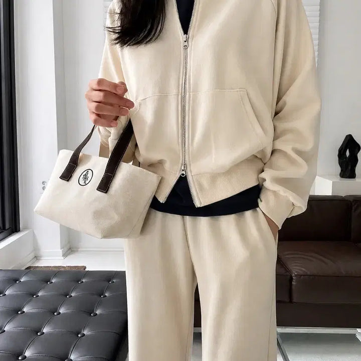 [BUNJANG] BEMUSE (VENUET) Collar Zip-Up Set / 비뮤즈(베뉴엣) 카라 집업 세트