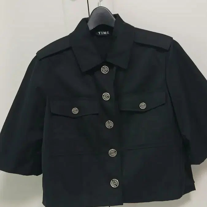 [BUNJANG] TIME Black Cropped Short Sleeve Jacket / TIME 타임 블랙 크롭 반팔 자켓(새상품급)