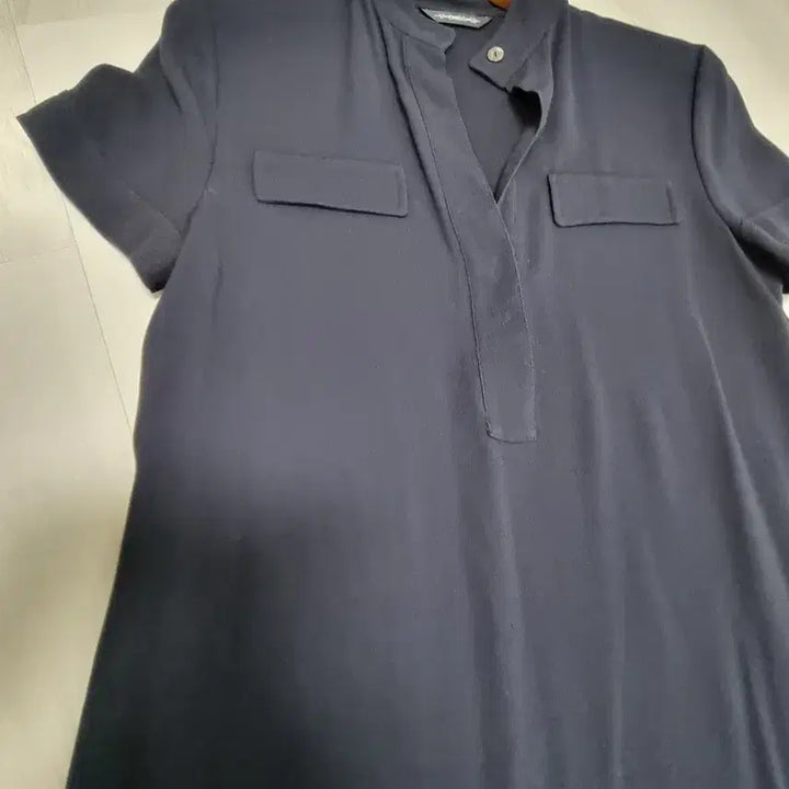 [BUNJANG] Time Navy Short Sleeve Collar Dress / 타임 네이비 반팔 카라 원피스