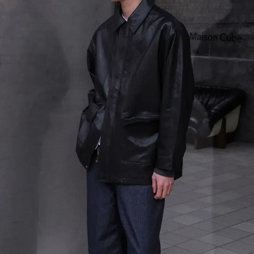 [BUNJANG] Mood Inside Leather Cargo Coat / 무드인사이드 레더 카코트