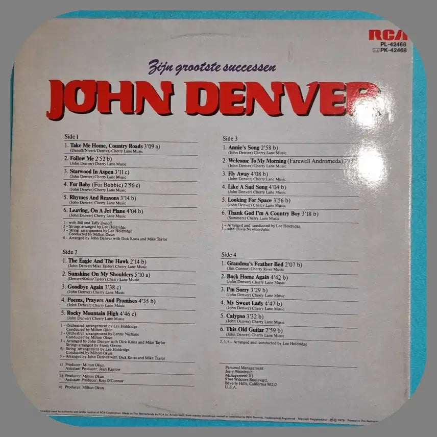 [BUNJANG] John Denver Greatest Hits LP Vinyl Record / 존 덴버 수입반.Greatest Hits LP.