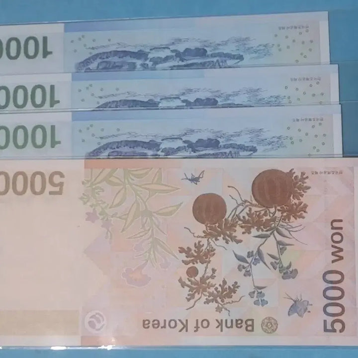 [BUNJANG] Unused Twin Banknotes - 5,000 KRW &amp; 1,000 KRW / 5차오천원,3차천원  빠른번호쌍둥이 미사용지폐