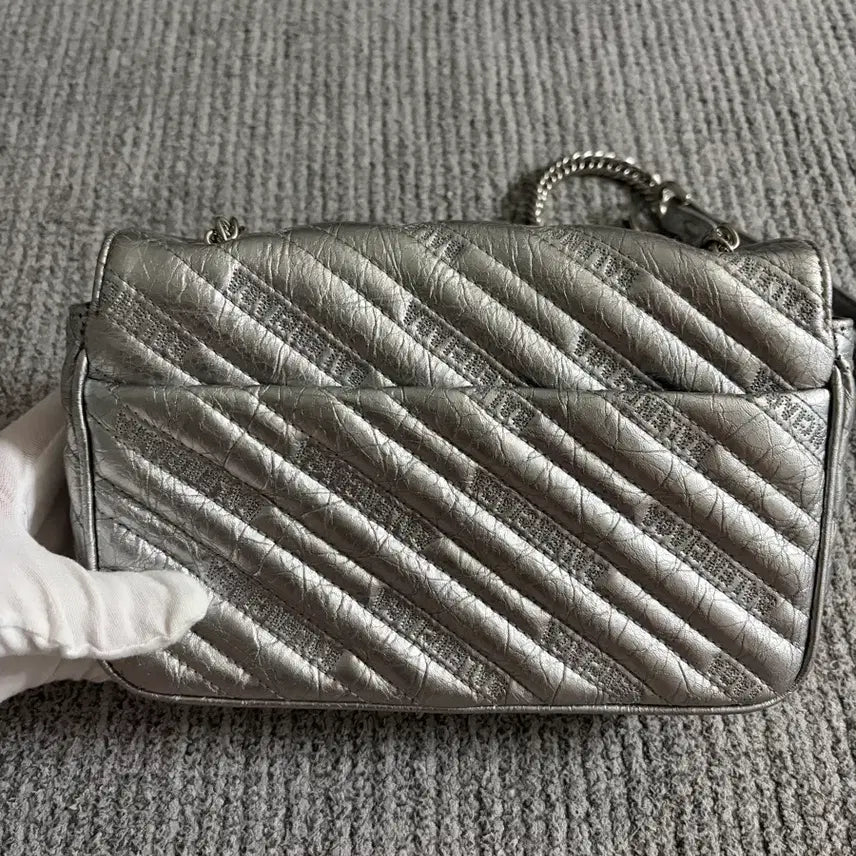 [BUNJANG] Balenciaga BB Silver Chain Shoulder Bag / 발렌시아가 BB 실버 체인 숄더백