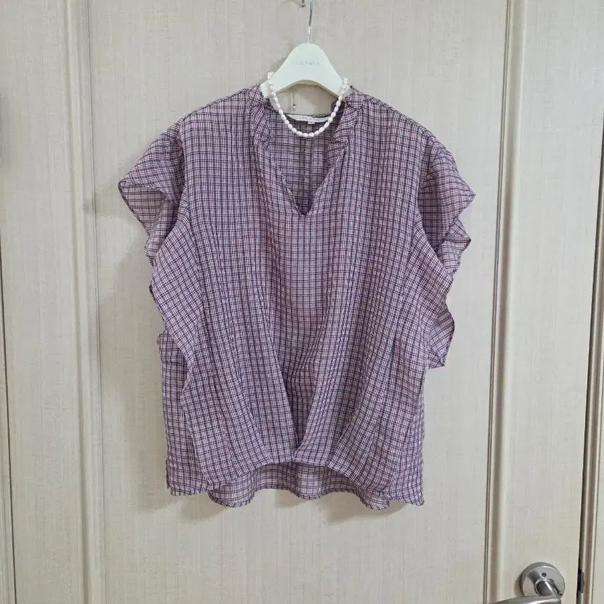 [BUNJANG] ON&amp;ON Check Frill Blouse / 온앤온 체크 프릴블라우스