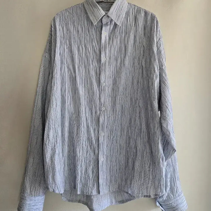 [BUNJANG] Nonnode String Tuck Stripe Shirt Sky Blue / (1)논노드 스트링 턱트 스트라이프 셔츠 스카이 블루
