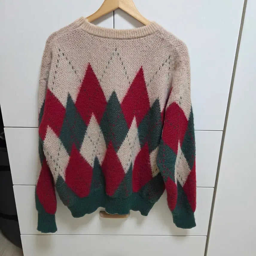 [BUNJANG] Argyle Knit Sweater (Size S, Oversized Fit) / 아가일니트 S사이즈 오버핏